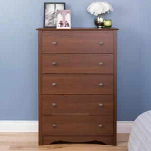 Monterey Transitional 5-Drawer Dresser, Durable and Strong,85 Lb,Cherry,16.00 X 31.50 X 45.25 Inches